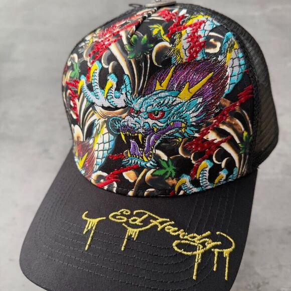 NWOT Ed Hardy Dragon Embroidered Hat - Picture 2 of 6